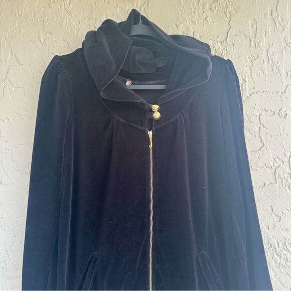 JUICY COUTURE Velour Hoodie Dress Women XL Full Zip Y2K Long Sleeve - Picture 3 of 11